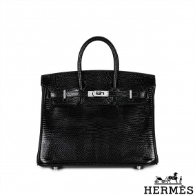 Herms Birkin 25cm Noir Lezard Niloticus Lisse PHW
